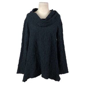 Habitat Black Cotton Cowl Neck Long Sleeve Top Tunic Crinkle Fabric Lagenlook M